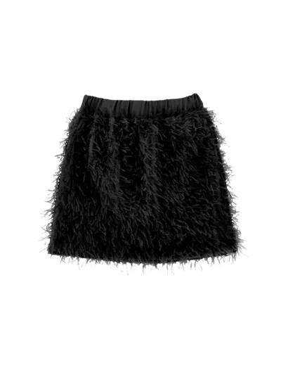 Monnalisa Feather-effect Elasticated Skirt In Black