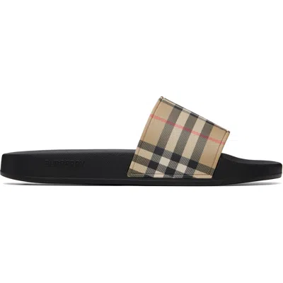 Burberry Men Slippers With Vintage Check Printed Pattern In Multi