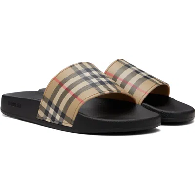Burberry Men Slippers With Vintage Check Printed Pattern In Multi