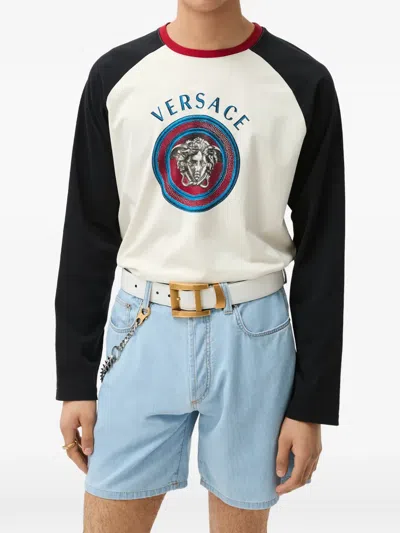 Versace Printed Cotton-jersey Regular T-shirt In White