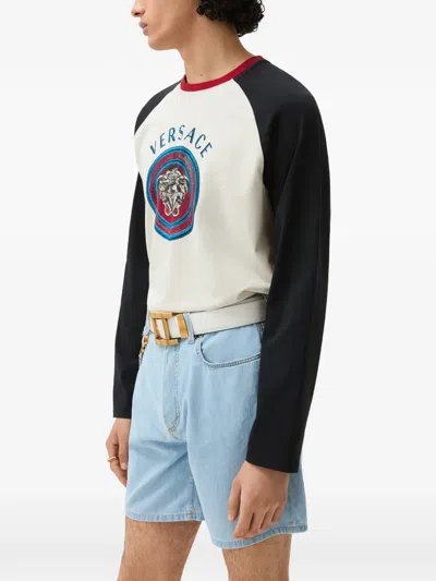 Versace Printed Cotton-jersey Regular T-shirt In White
