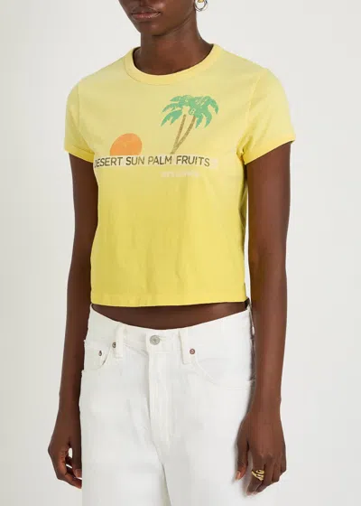 Mother Womens Desert Sun Palm The Itty Bitty Ringer Graphic-print Cotton T-shirt Xs In Yellow