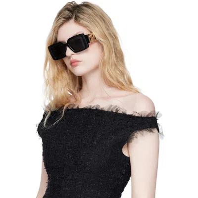 Versace Black Greca Sunglasses In Black