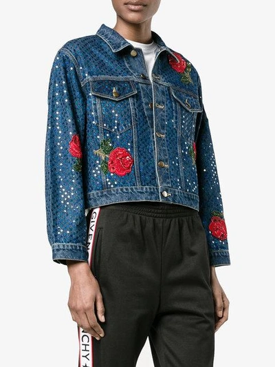 Shop Ashish Sequin Embellished Denim Jacket In Blue