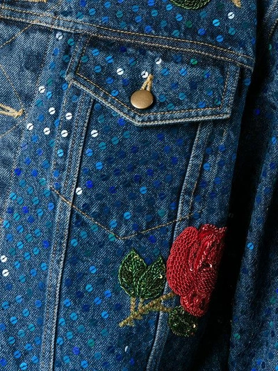 Shop Ashish Sequin Embellished Denim Jacket In Blue