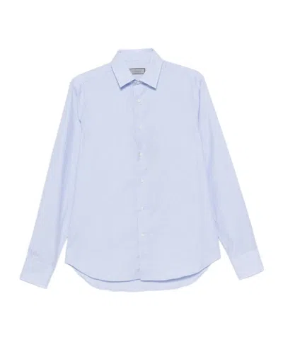 Canali Mini Check-pattern Shirt In Blue