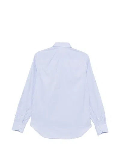 Canali Mini Check-pattern Shirt In Blue