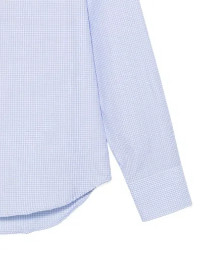 Canali Mini Check-pattern Shirt In Blue