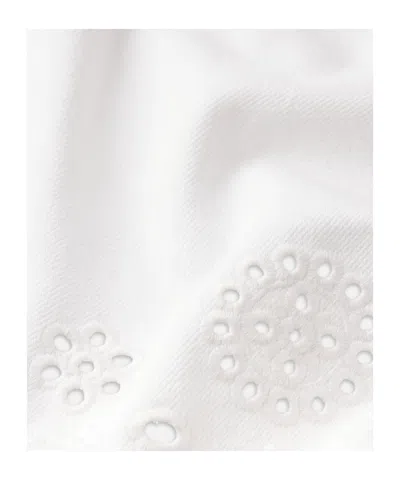 Frame Womens White The Eyelet Embroidered-hem Denim Shorts