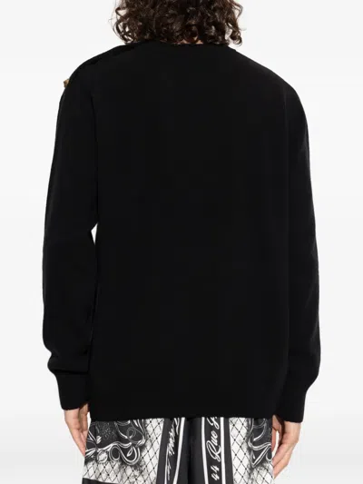 Balmain Button-embellished Shoulder Sweater In Black