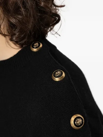 Balmain Button-embellished Shoulder Sweater In Black