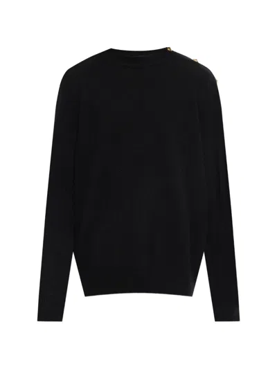 Balmain Button-embellished Shoulder Sweater In Black