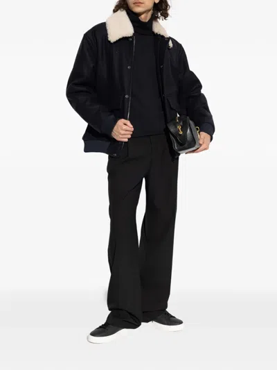 Balmain Shearling-collar Bomber Jacket In Multi