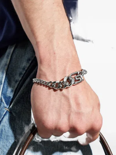 Givenchy Logo Plaque Chained Bracelet In White
