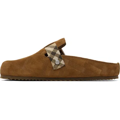 Burberry Check-pattern Buckle-fastening Slippers In Brown