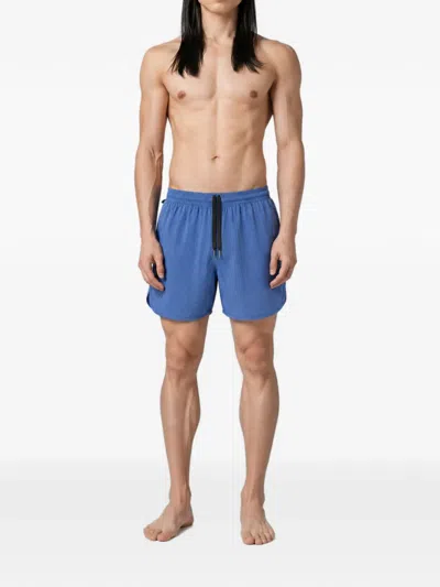 True Tribe Grid-pattern Drawstring-waist Swim Shorts In Blue