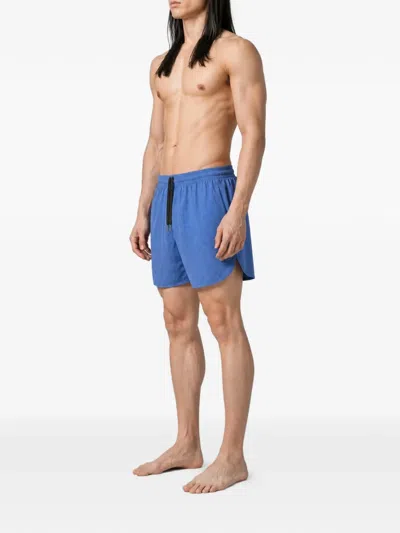True Tribe Grid-pattern Drawstring-waist Swim Shorts In Blue