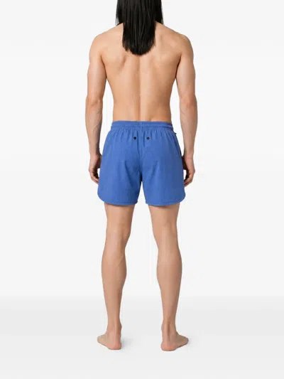 True Tribe Grid-pattern Drawstring-waist Swim Shorts In Blue