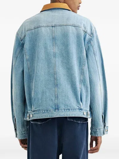 Solid Homme Zip-up Denim Jacket In Blue