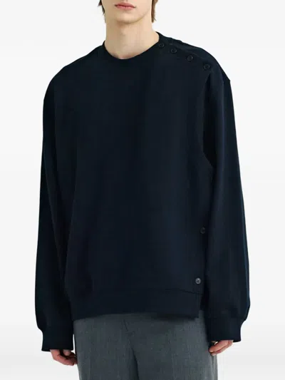 Solid Homme Button-detail Sweatshirt In Black