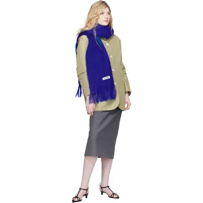 Jil Sander Blue Plain Scarf In Blue