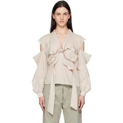 Acne Studios Bow-tie Open-shoulder Blouse In Brown