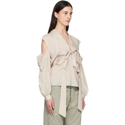 Acne Studios Bow-tie Open-shoulder Blouse In Brown