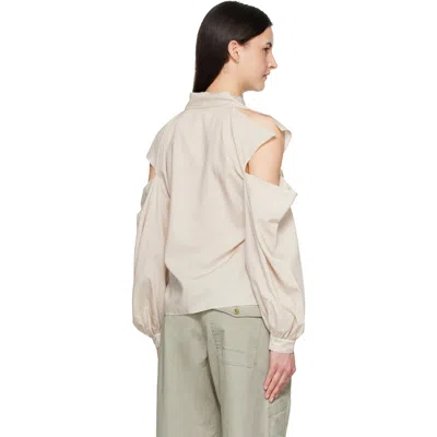 Acne Studios Bow-tie Open-shoulder Blouse In Brown
