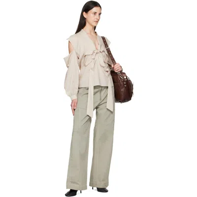 Acne Studios Bow-tie Open-shoulder Blouse In Brown