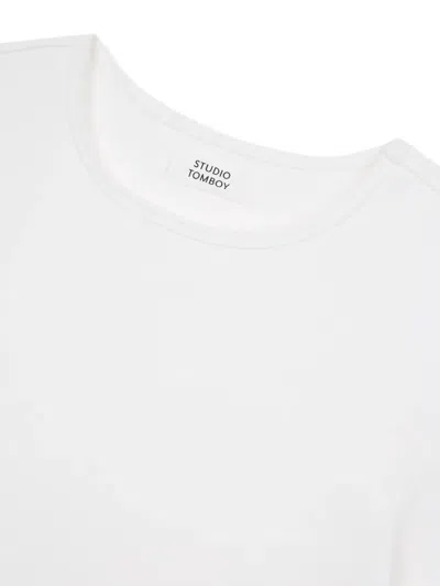 Tomboy Side-button T-shirt In White