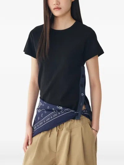 Tomboy Side-button T-shirt In Black