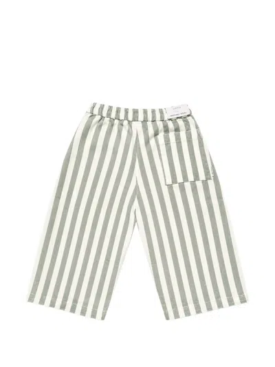 Michael Coal Striped Drawstring Trousers In Green