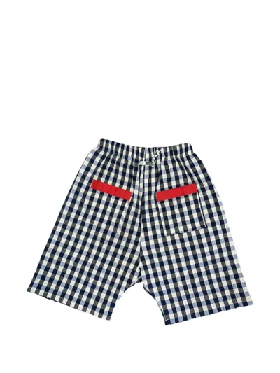 Cucù Lab Gingham-check Drawstring Shorts In Blue