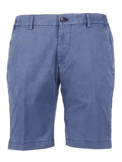 Berwich Blue Button Closure Tailored Shorts In Blue