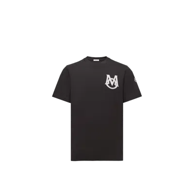 Moncler Cotton T-shirt Featuring Embroidered Patch In Black