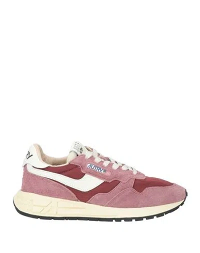 Autry Low Top Sneakers Contrasting Inserts In Burgundy