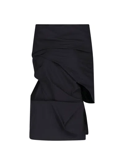 Entire Studios Moulded Draped Cowl-neck Midi Dress In Black
