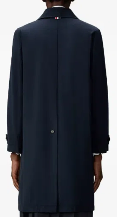 Thom Browne Bal Collar Raincoat In Light Memory Tech In Blue