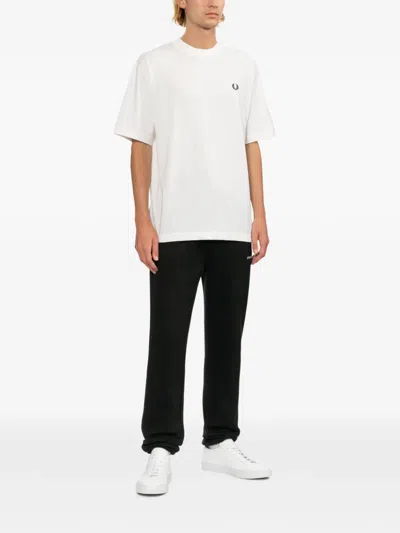Fred Perry Ringer Wreath-embroidered T-shirt In White