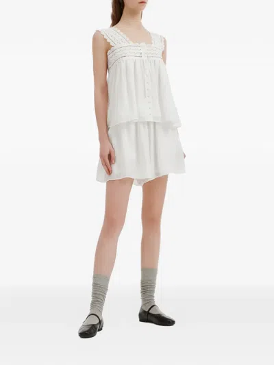 B+ab Lace-trim Button-front Jumpsuit In White