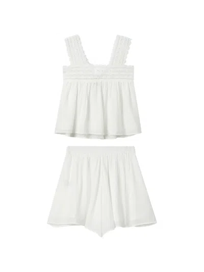 B+ab Lace-trim Button-front Jumpsuit In White