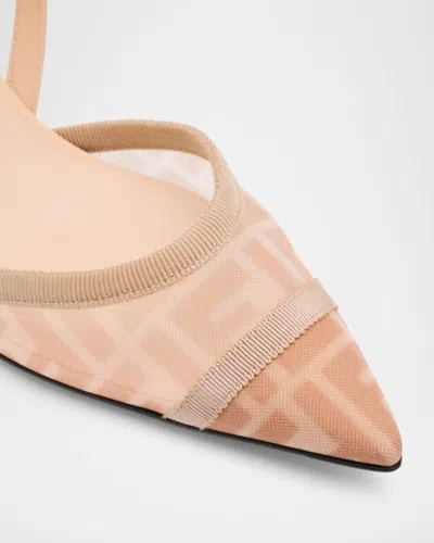 Fendi Slingback Pump In Ff Mesh With Tapered Silhouette In Pink