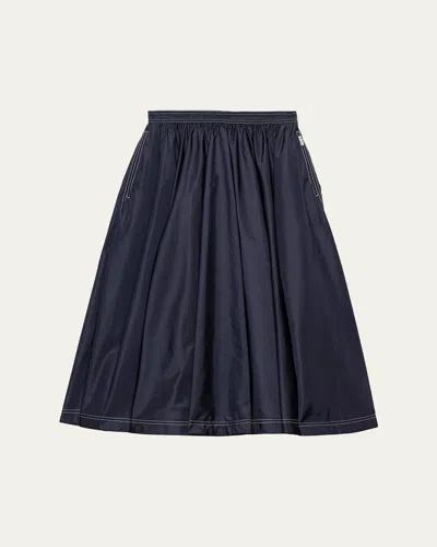 Prada Womens Blue Light Re-nylon Full Midi Skirt In Blue
