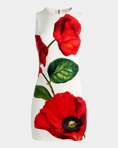 Alice And Olivia Wynell Fitted Mini Dress Summer Poppy In Black