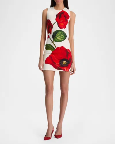 Alice And Olivia Wynell Fitted Mini Dress Summer Poppy In Black