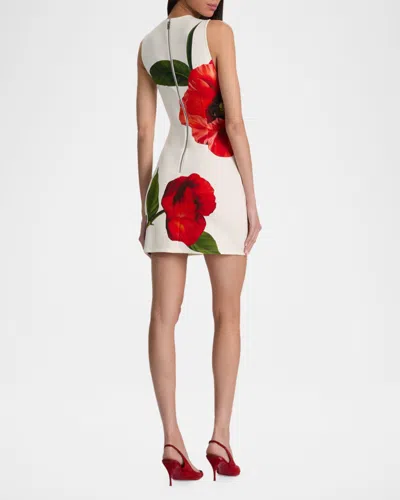 Alice And Olivia Wynell Fitted Mini Dress Summer Poppy In Black