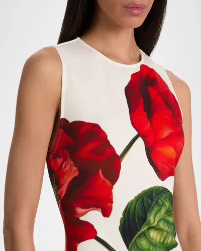 Alice And Olivia Wynell Fitted Mini Dress Summer Poppy In Black