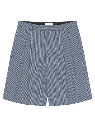 Givenchy Whiteblue Check Pattern Shorts In Blue