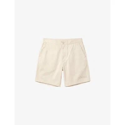Allsaints Mens Brittle White Circe Straight-leg Lyocell Shorts Xs In Gold