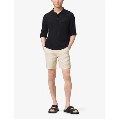 Allsaints Mens Brittle White Circe Straight-leg Lyocell Shorts Xs In Gold